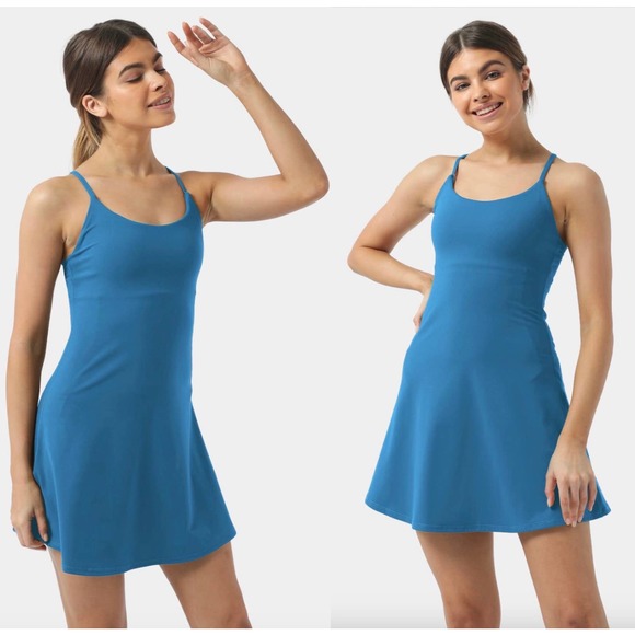 Halara Everyday Cloudful Backless Workout Dress Wannabe Gloomy Blue XS New - Picture 2 of 9